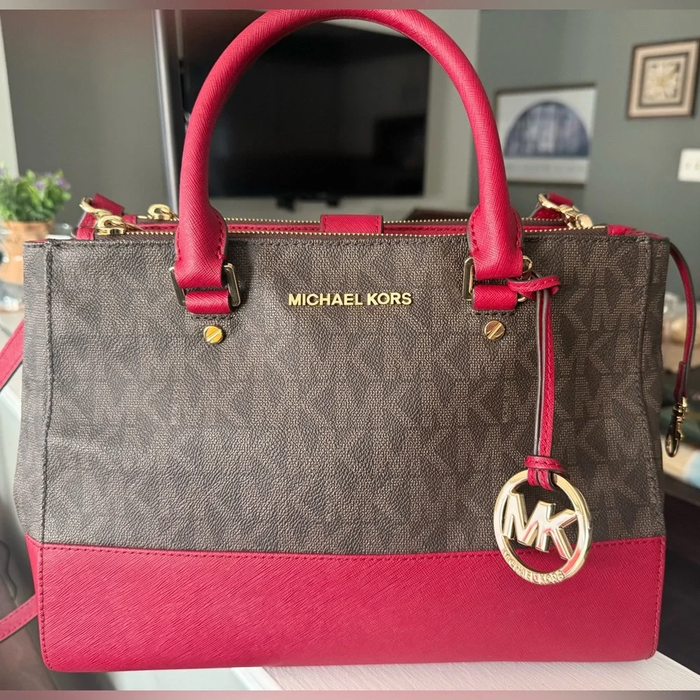 Michael Kors Red and Brown Satchel - Picture 6 of 8